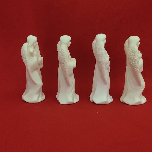 Vintage White Angel Playing Musical Instrument Set Bisque Porcelain Set of 4 - Picture 9 of 13